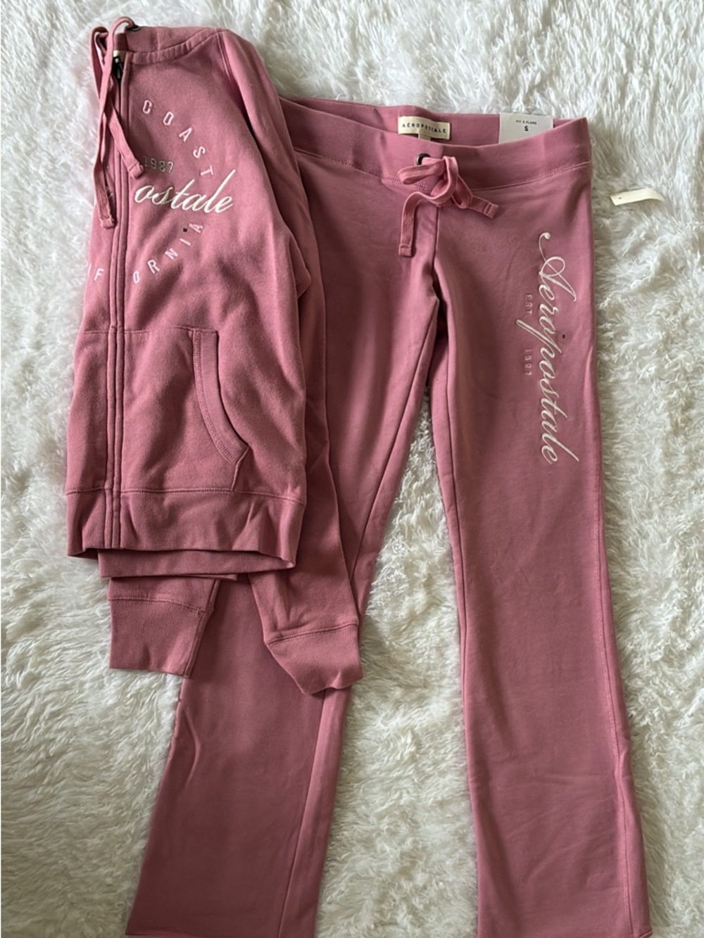 Aeropostale Pink Matching Set Hoodie & Sweatpants Size S Y2K Cozy Lounge